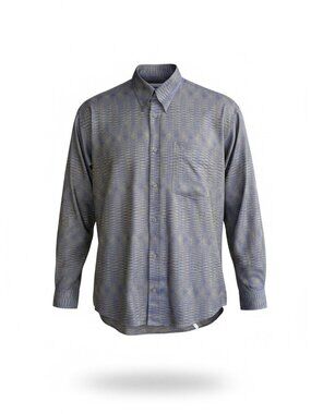 Jhane Barnes Japanese Woven Shirt Purple Gold Op Art Illusion Size Medium